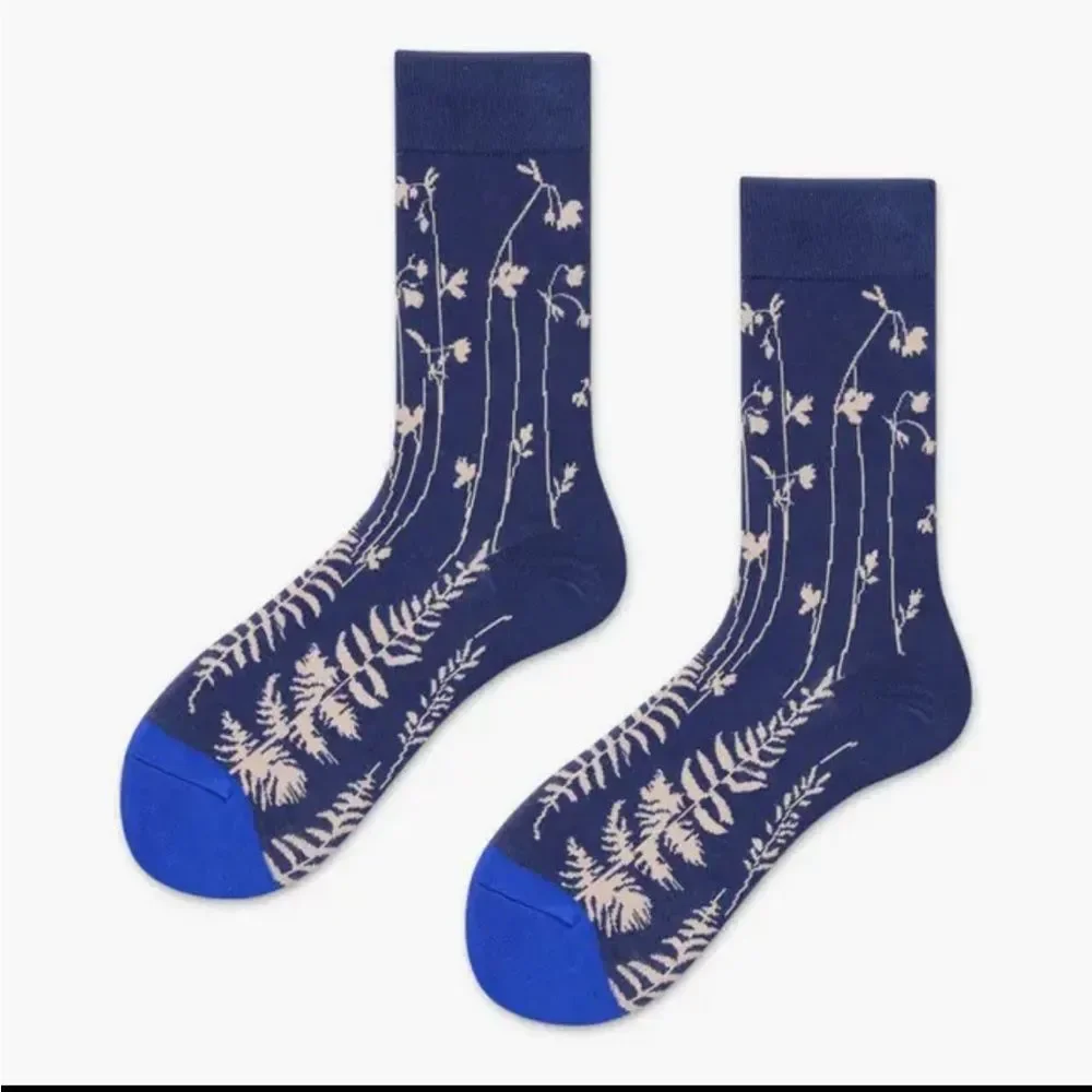 Socks Nature Meadow Fields Blue Socks - Picture 1 of 3